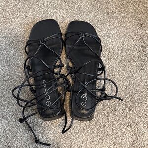 Black lace up sandals